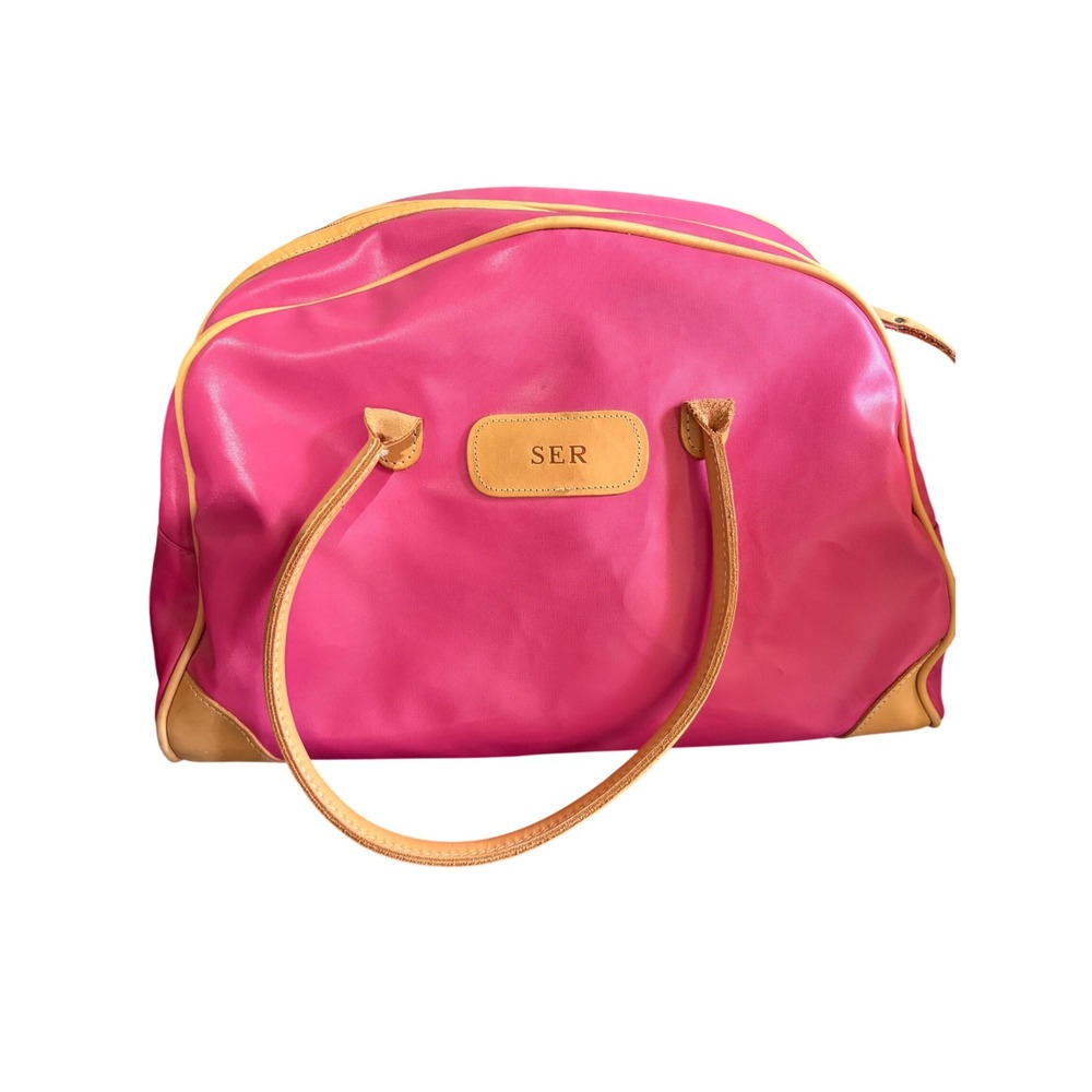 Jon Hart Design Pink Coachman Coated Canvas/ Leather Weekender Duffel Bag
